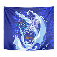 Chuuk Micronesian Roots Tapestry Polynesian Tribal Pattern Hibiscus Flower And Stingray Art