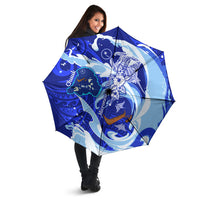 Chuuk Micronesian Roots Umbrella Polynesian Tribal Pattern Hibiscus Flower And Stingray Art
