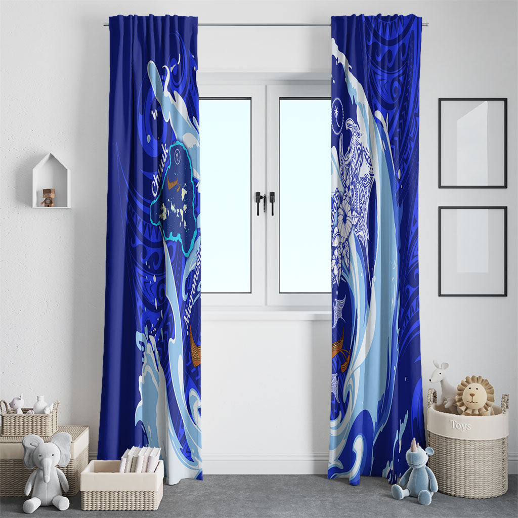 Chuuk Micronesian Roots Window Curtain Polynesian Tribal Pattern Hibiscus Flower And Stingray Art