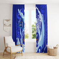 Chuuk Micronesian Roots Window Curtain Polynesian Tribal Pattern Hibiscus Flower And Stingray Art