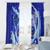 Chuuk Micronesian Roots Window Curtain Polynesian Tribal Pattern Hibiscus Flower And Stingray Art