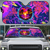 Chuuk Tropical Sunset Coordinates Auto Sun Shade Neon Graffiti Polynesian Tribal