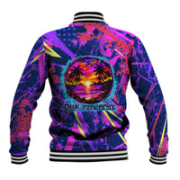 Chuuk Tropical Sunset Coordinates Baseball Jacket Neon Graffiti Polynesian Tribal
