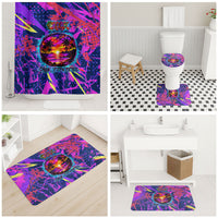 Chuuk Tropical Sunset Coordinates Bathroom Set Neon Graffiti Polynesian Tribal