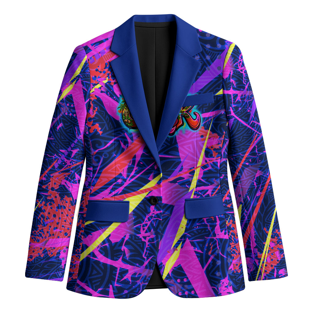 Chuuk Tropical Sunset Coordinates Blazer Neon Graffiti Polynesian Tribal