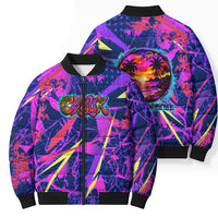 Chuuk Tropical Sunset Coordinates Bomber Puffer Jacket Neon Graffiti Polynesian Tribal