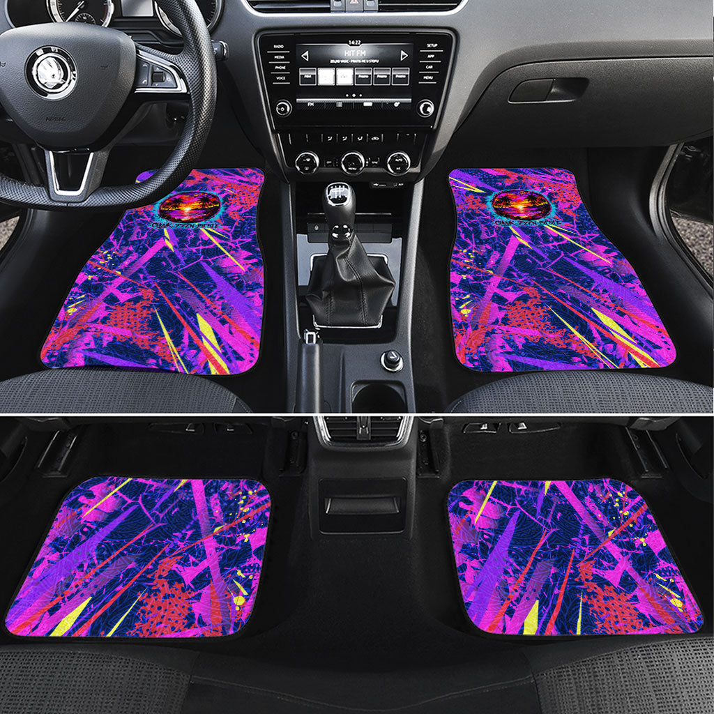 Chuuk Tropical Sunset Coordinates Car Mats Neon Graffiti Polynesian Tribal