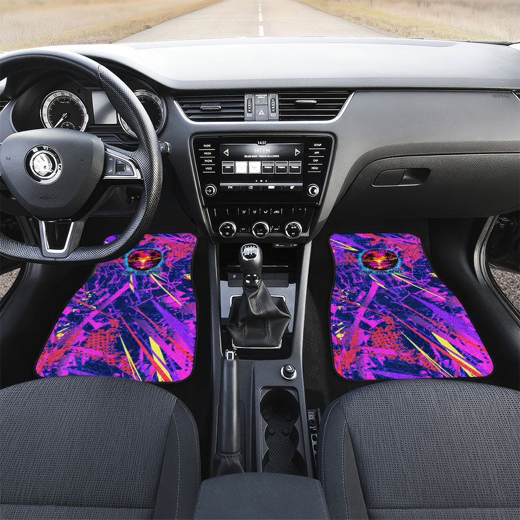 Chuuk Tropical Sunset Coordinates Car Mats Neon Graffiti Polynesian Tribal