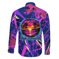 Chuuk Tropical Sunset Coordinates Family Matching Mermaid Dress and Hawaiian Shirt Neon Graffiti Polynesian Tribal