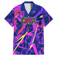 Chuuk Tropical Sunset Coordinates Family Matching Off The Shoulder Long Sleeve Dress and Hawaiian Shirt Neon Graffiti Polynesian Tribal