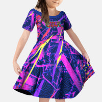 Chuuk Tropical Sunset Coordinates Family Matching Puletasi and Hawaiian Shirt Neon Graffiti Polynesian Tribal