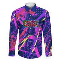 Chuuk Tropical Sunset Coordinates Family Matching Puletasi and Hawaiian Shirt Neon Graffiti Polynesian Tribal
