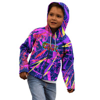 Chuuk Tropical Sunset Coordinates Kid Hoodie Neon Graffiti Polynesian Tribal