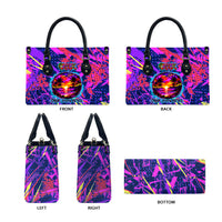 Chuuk Tropical Sunset Coordinates Leather Bag Neon Graffiti Polynesian Tribal