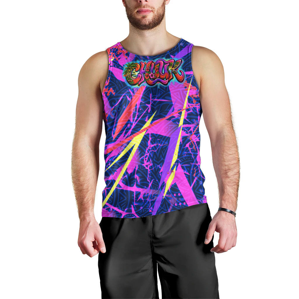 Chuuk Tropical Sunset Coordinates Men Tank Top Neon Graffiti Polynesian Tribal