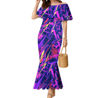 Chuuk Tropical Sunset Coordinates Mermaid Dress Neon Graffiti Polynesian Tribal