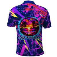 Chuuk Tropical Sunset Coordinates Polo Shirt Neon Graffiti Polynesian Tribal