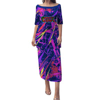 Chuuk Tropical Sunset Coordinates Puletasi Neon Graffiti Polynesian Tribal