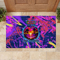 Chuuk Tropical Sunset Coordinates Rubber Doormat Neon Graffiti Polynesian Tribal
