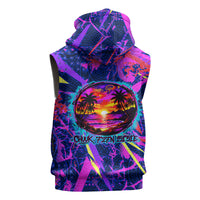 Chuuk Tropical Sunset Coordinates Sleeveless Zip Hoodie Neon Graffiti Polynesian Tribal