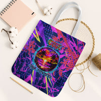 Chuuk Tropical Sunset Coordinates Tote Bag Neon Graffiti Polynesian Tribal