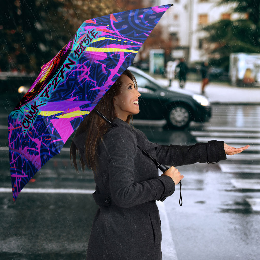 Chuuk Tropical Sunset Coordinates Umbrella Neon Graffiti Polynesian Tribal