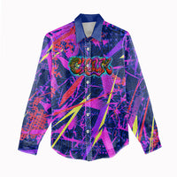 Chuuk Tropical Sunset Coordinates Women Casual Shirt Neon Graffiti Polynesian Tribal