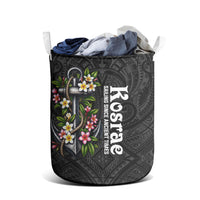 Kosrae Nautical Heritage Laundry Basket Polynesian Tribal Anchor With Plumeria Tropical Art