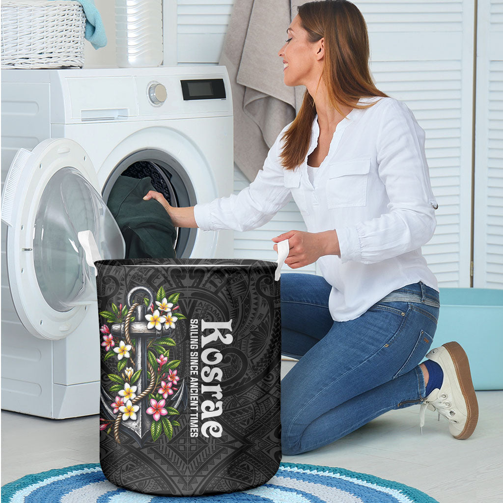Kosrae Nautical Heritage Laundry Basket Polynesian Tribal Anchor With Plumeria Tropical Art