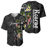 Kosrae Nautical Heritage Baseball Jersey Polynesian Tribal Anchor With Plumeria Tropical Art