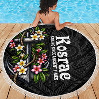 Kosrae Nautical Heritage Beach Blanket Polynesian Tribal Anchor With Plumeria Tropical Art