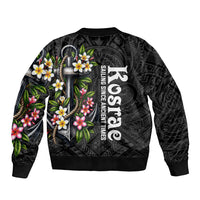 Kosrae Nautical Heritage Bomber Jacket Polynesian Tribal Anchor With Plumeria Tropical Art