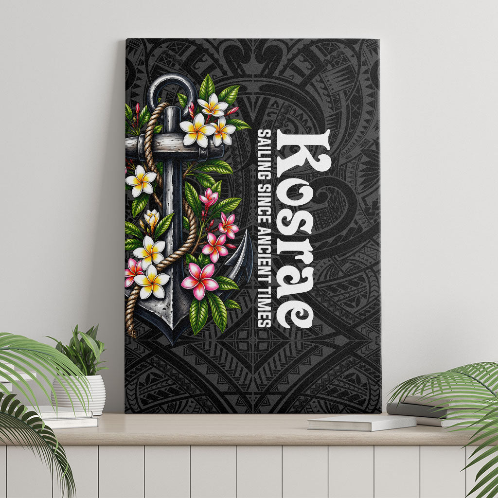 Kosrae Nautical Heritage Canvas Wall Art Polynesian Tribal Anchor With Plumeria Tropical Art