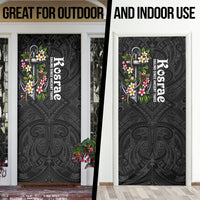 Kosrae Nautical Heritage Door Cover Polynesian Tribal Anchor With Plumeria Tropical Art