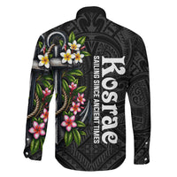 Kosrae Nautical Heritage Family Matching Long Sleeve Bodycon Dress and Hawaiian Shirt Polynesian Tribal Anchor With Plumeria Tropical Art
