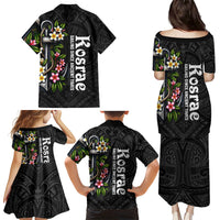 Kosrae Nautical Heritage Family Matching Puletasi and Hawaiian Shirt Polynesian Tribal Anchor With Plumeria Tropical Art