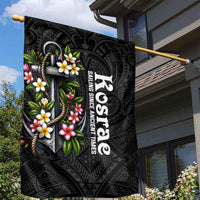 Kosrae Nautical Heritage Garden Flag Polynesian Tribal Anchor With Plumeria Tropical Art