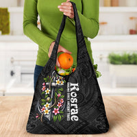 Kosrae Nautical Heritage Grocery Bag Polynesian Tribal Anchor With Plumeria Tropical Art
