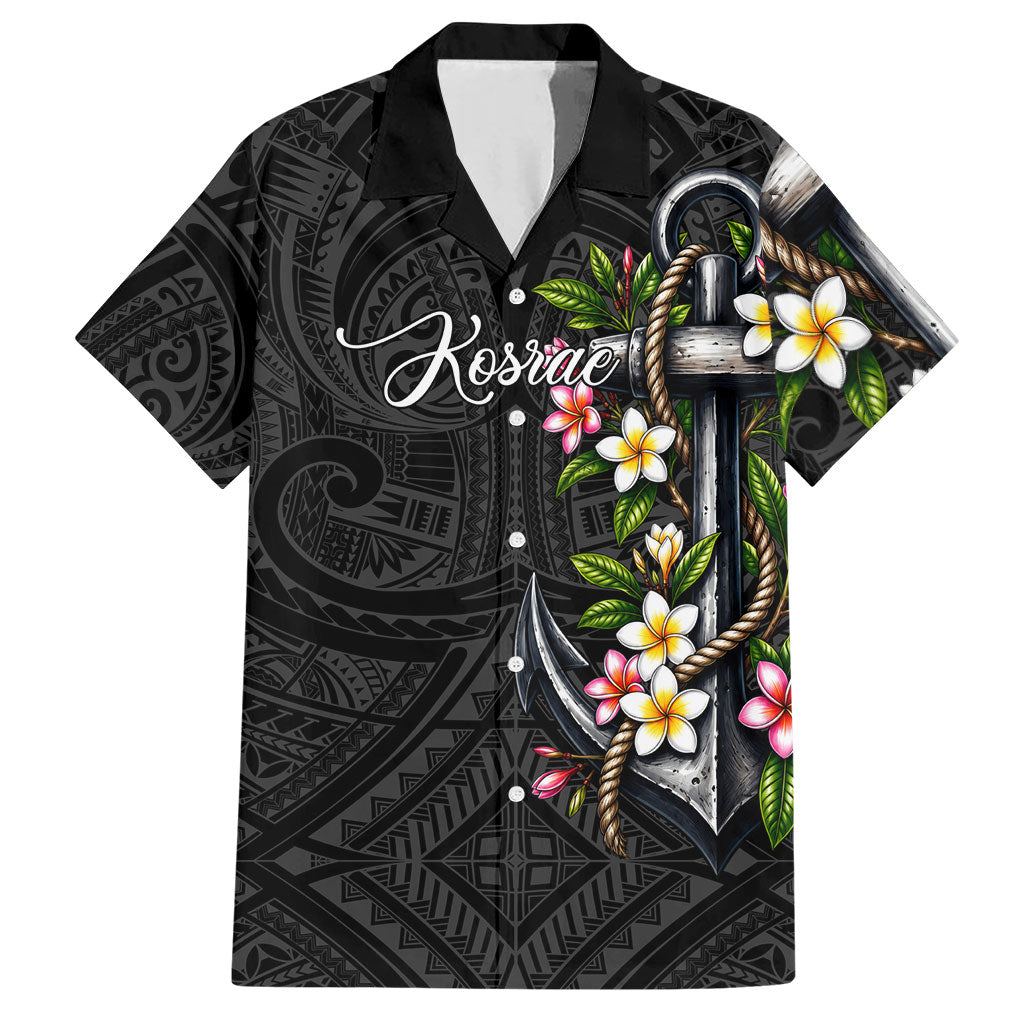 Kosrae Nautical Heritage Hawaiian Shirt Polynesian Tribal Anchor With Plumeria Tropical Art