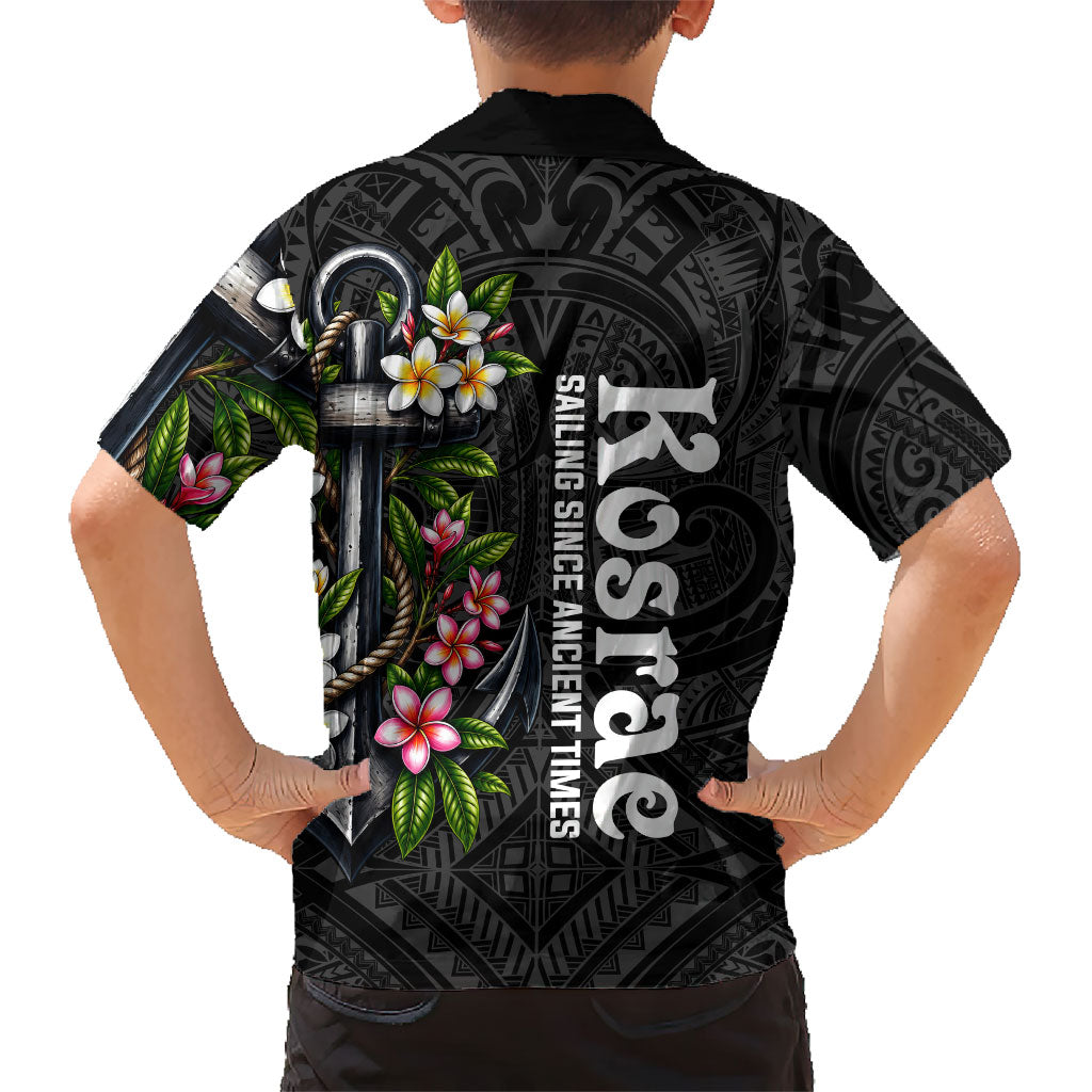 Kosrae Nautical Heritage Hawaiian Shirt Polynesian Tribal Anchor With Plumeria Tropical Art
