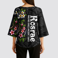 Kosrae Nautical Heritage Kimono Sleeve Blouse Polynesian Tribal Anchor With Plumeria Tropical Art