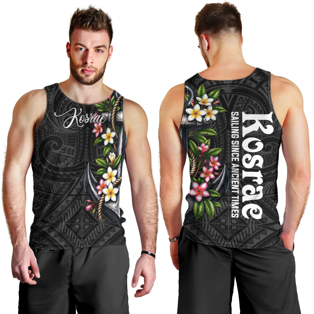 Kosrae Nautical Heritage Men Tank Top Polynesian Tribal Anchor With Plumeria Tropical Art