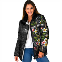 Kosrae Nautical Heritage Padded Jacket Polynesian Tribal Anchor With Plumeria Tropical Art