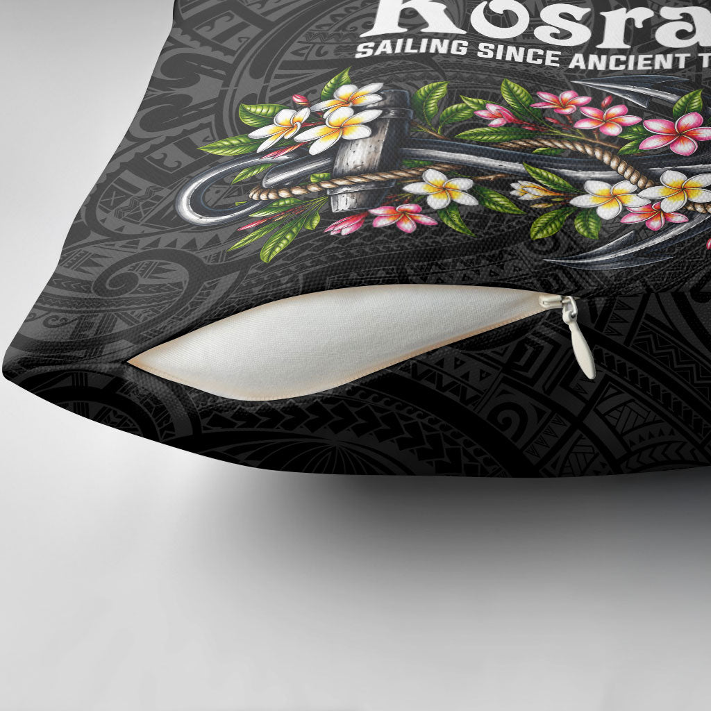 Kosrae Nautical Heritage Pillow Cover Polynesian Tribal Anchor With Plumeria Tropical Art