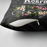 Kosrae Nautical Heritage Pillow Cover Polynesian Tribal Anchor With Plumeria Tropical Art