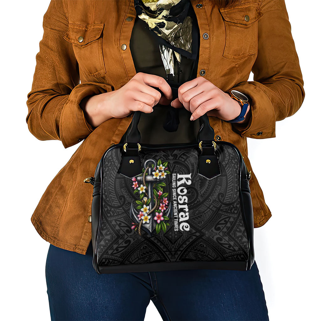 Kosrae Nautical Heritage Shoulder Handbag Polynesian Tribal Anchor With Plumeria Tropical Art