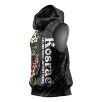 Kosrae Nautical Heritage Sleeveless Hoodie Polynesian Tribal Anchor With Plumeria Tropical Art