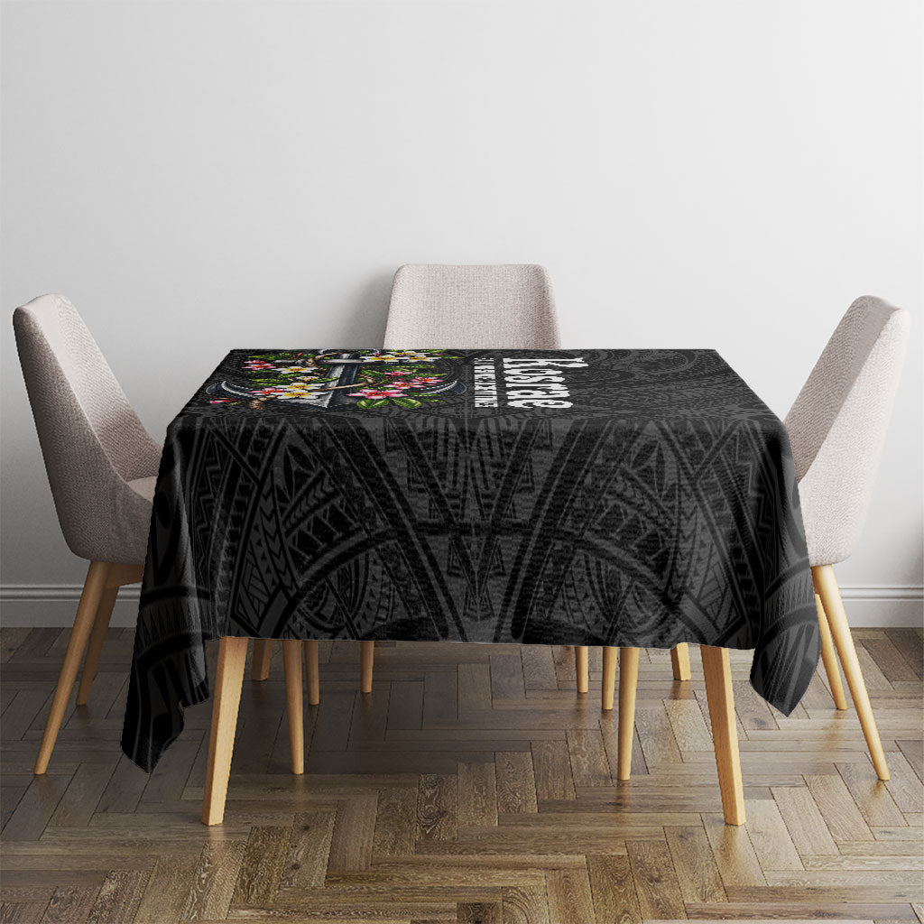 Kosrae Nautical Heritage Tablecloth Polynesian Tribal Anchor With Plumeria Tropical Art