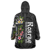 Kosrae Nautical Heritage Wearable Blanket Hoodie Polynesian Tribal Anchor With Plumeria Tropical Art