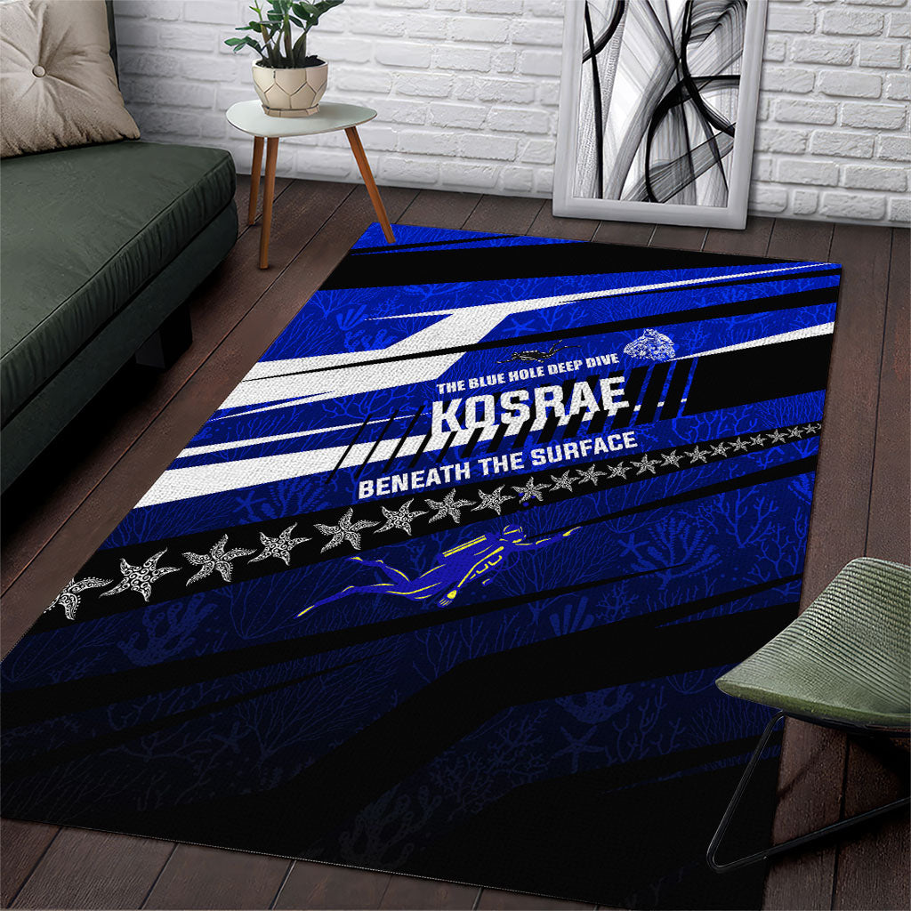 Kosrae Deep Sea Scuba Diving Area Rug Blue Hole Beneath The Surface Coral Reef Graphic Art